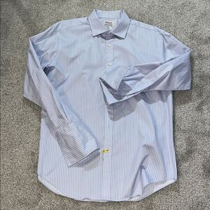 French Cuff T. M Lewin light blue & pink stripe business dress shirt 17 x 34.5